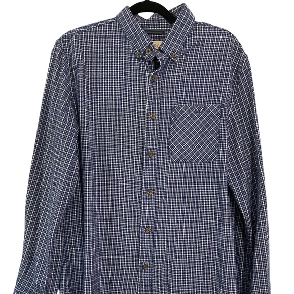 Boston Traders 100% cotton Button‎ up Plaid Shirt Size Large Blue and Cream - Picture 1 of 6